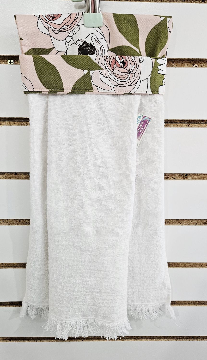 pink boho floral kitchen towel