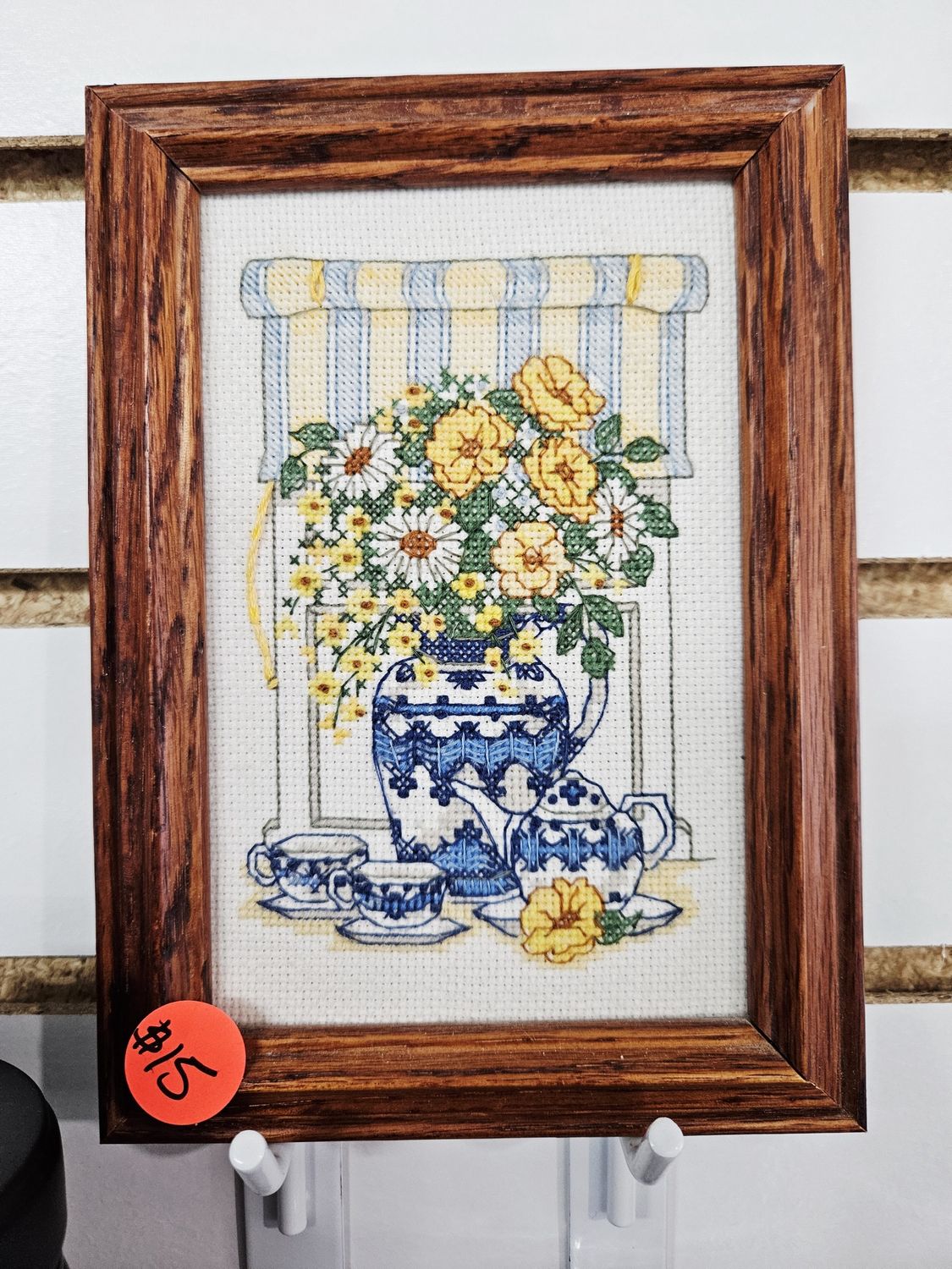 Blue &amp; Yellow Floral Cross-stitch