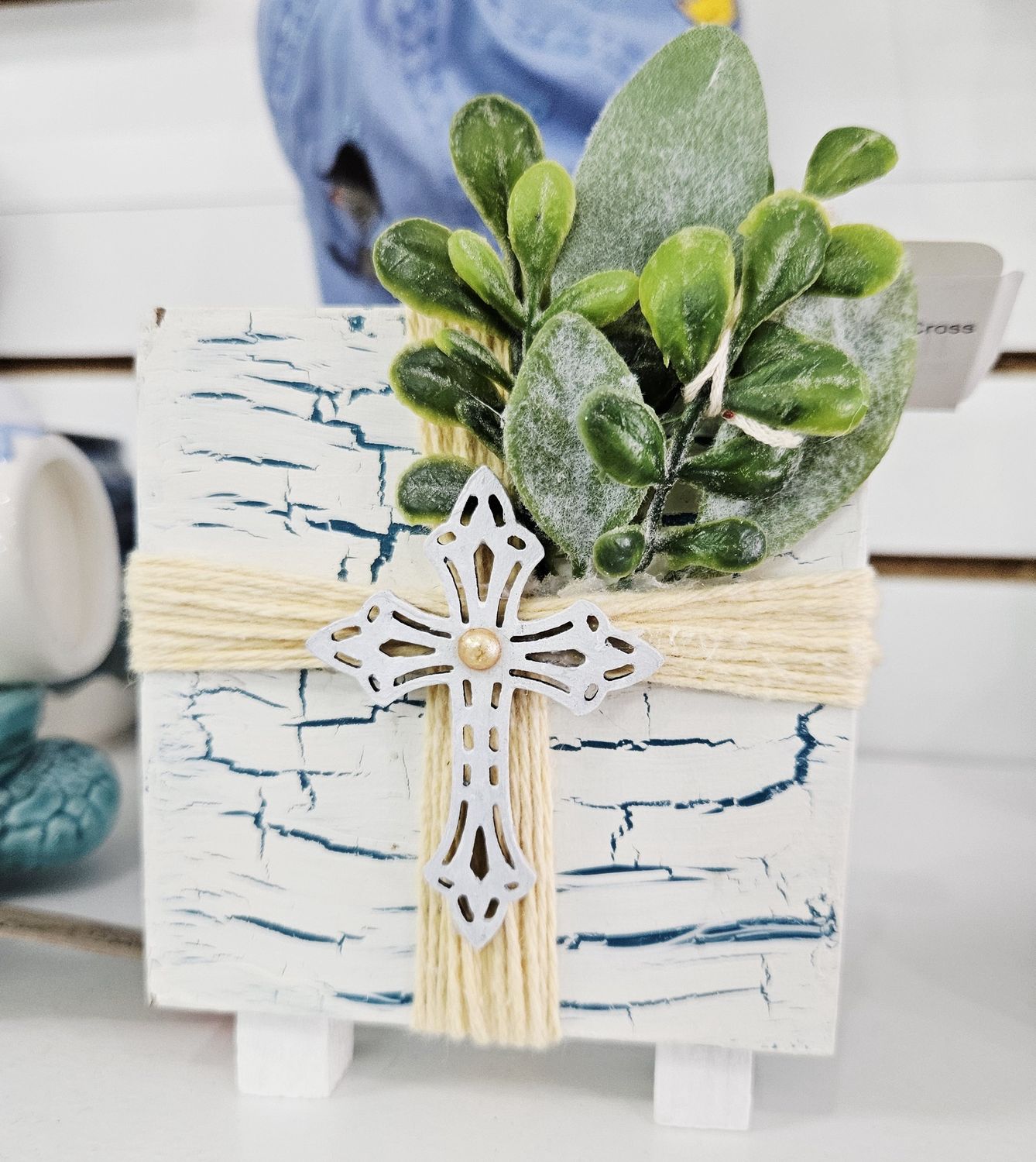 Blue Cross Wood Décor