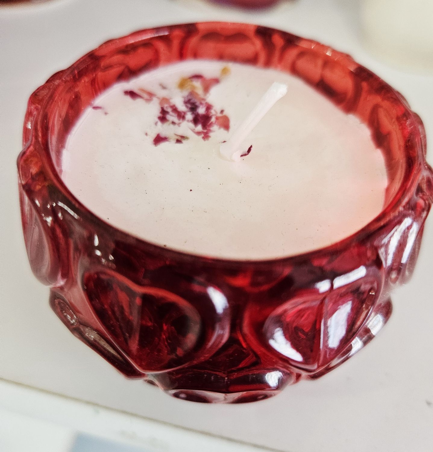 Red Heart Glass Candle