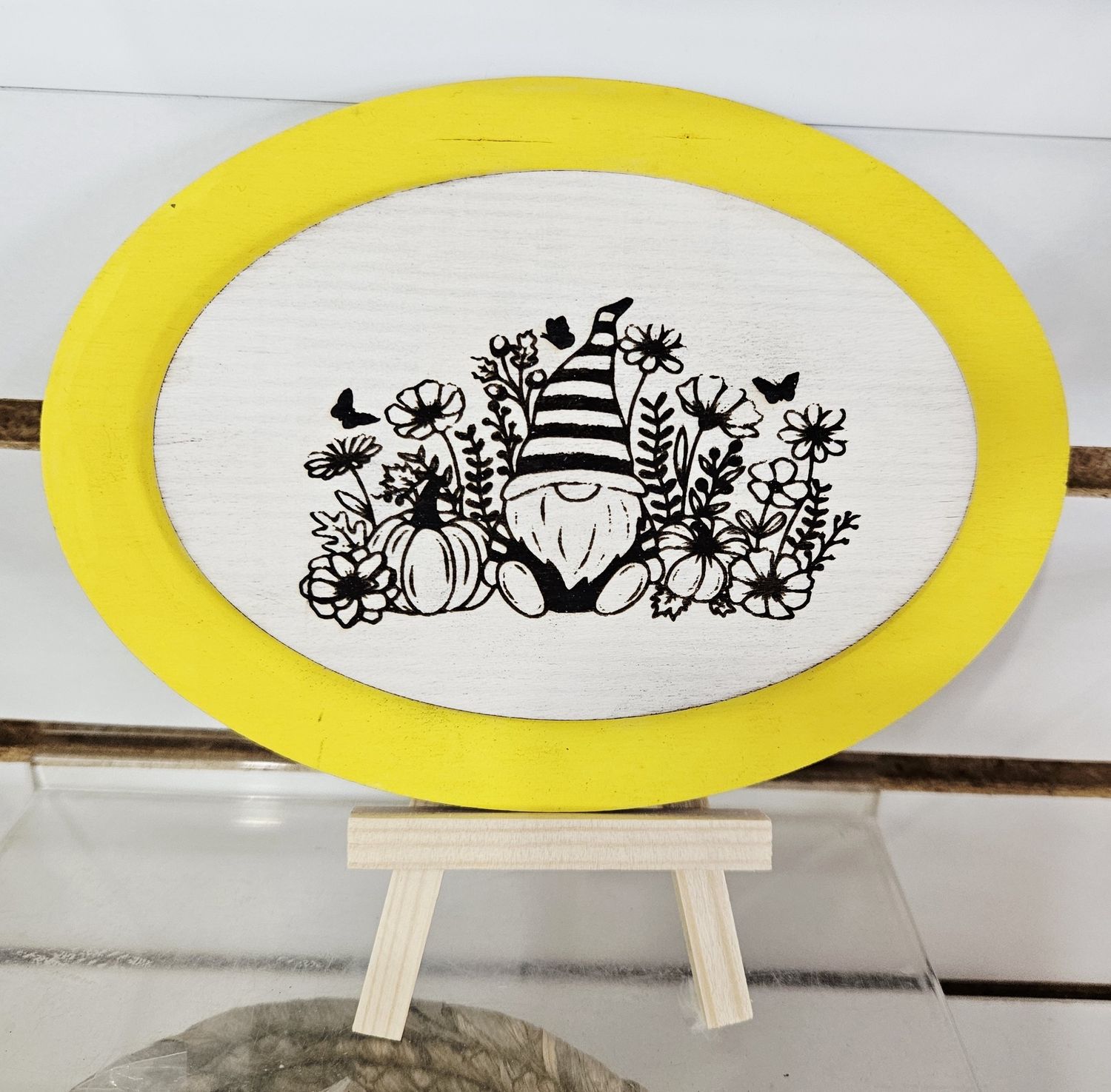 Sunflower Gnome Sign with Easel