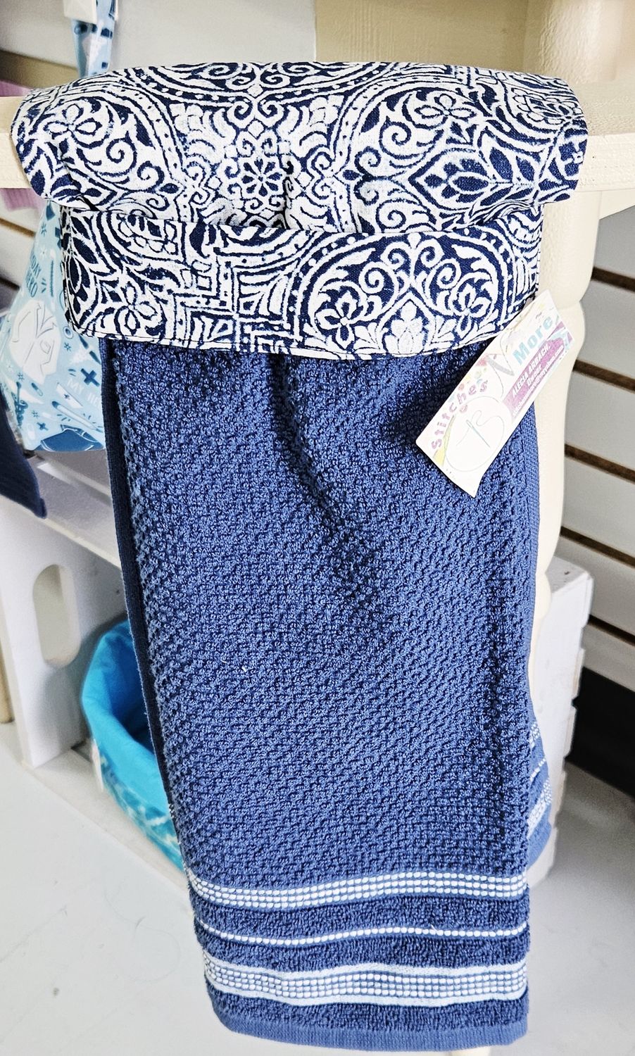 Blue Kitchen towel w/Blue white topper