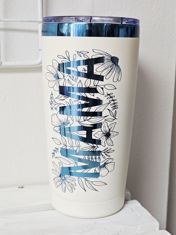 Mama with flowers white tumbler