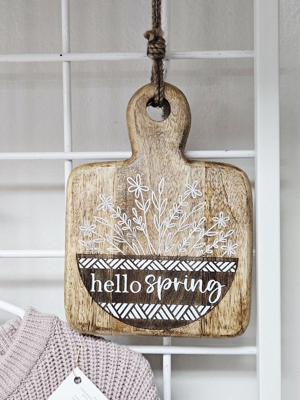 Hello spring engraved cutting board