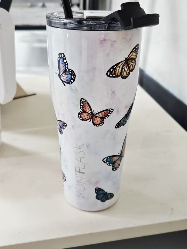 Butterfly tumbler w/straw