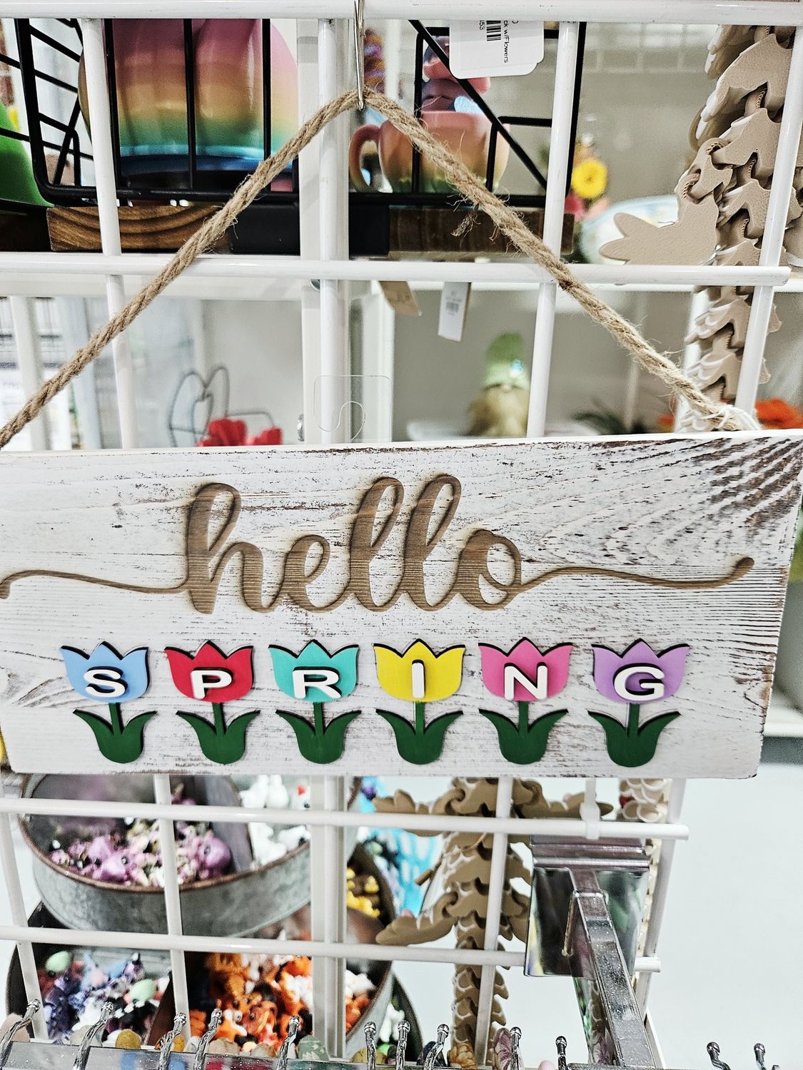 hello spring whitewash wall sign