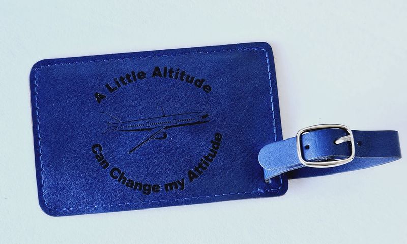 A little altitude blue luggage tag