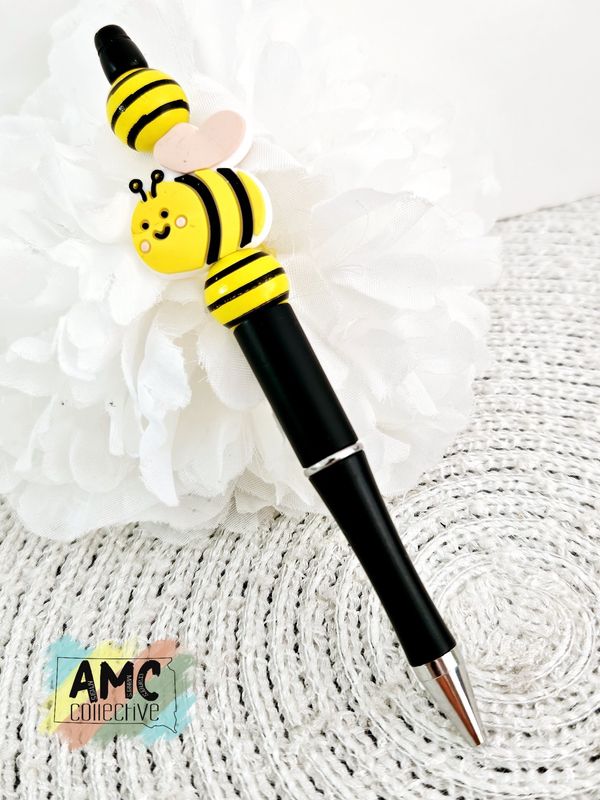Bee beaded pen black