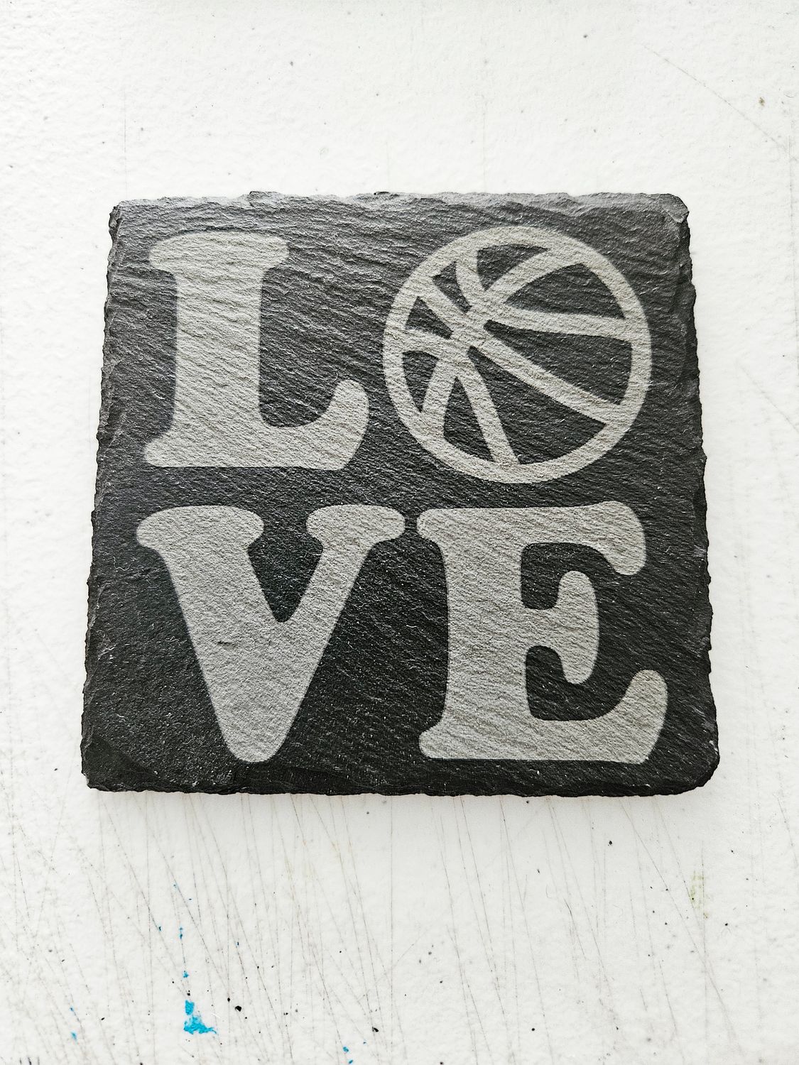 Love basketball slate coaster