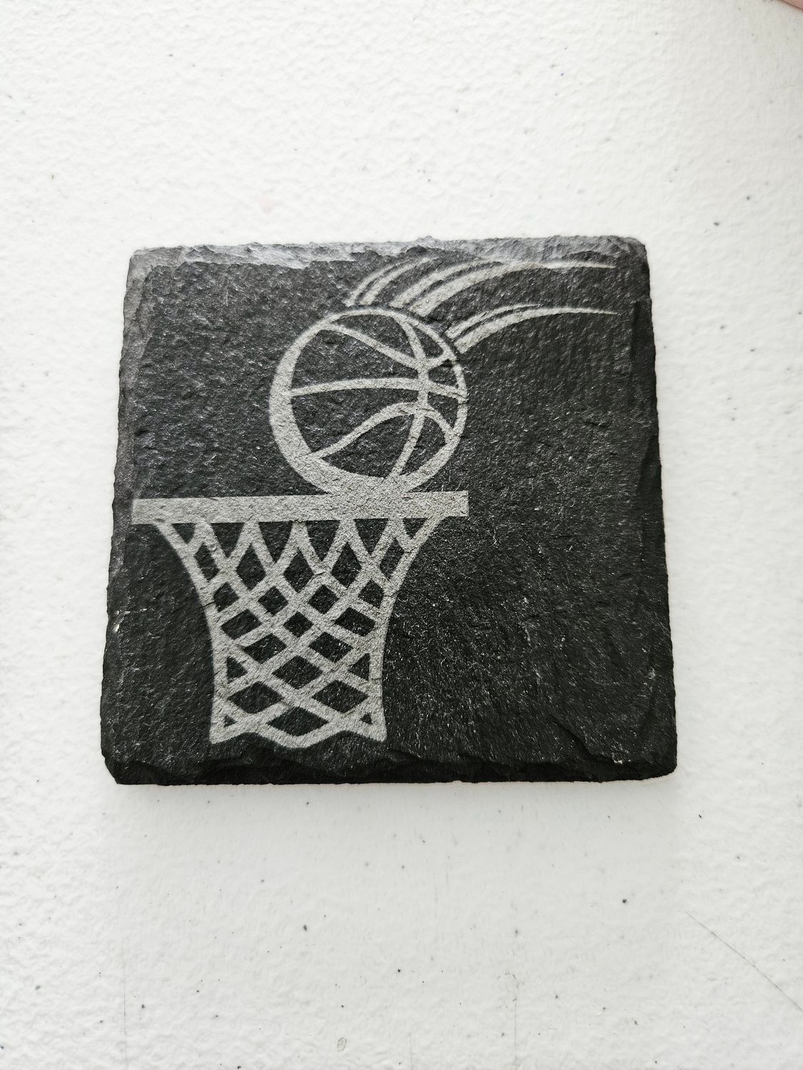 Basketball hoop ball slate coaster