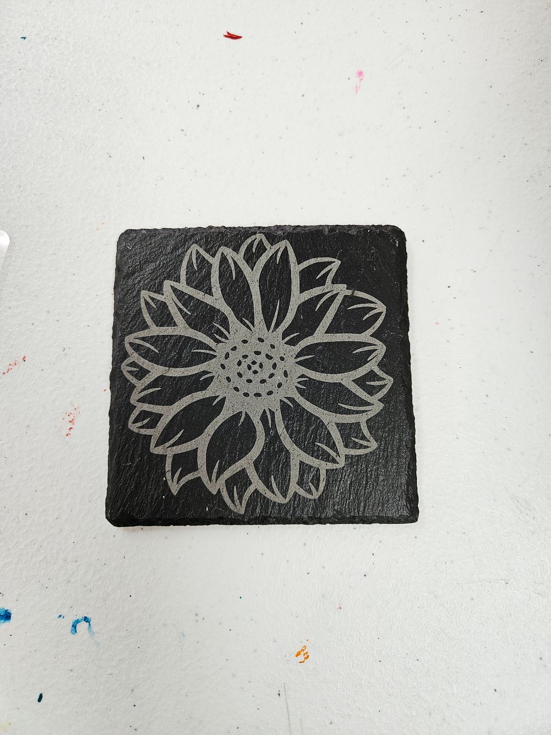 Sunflower slate coaster
