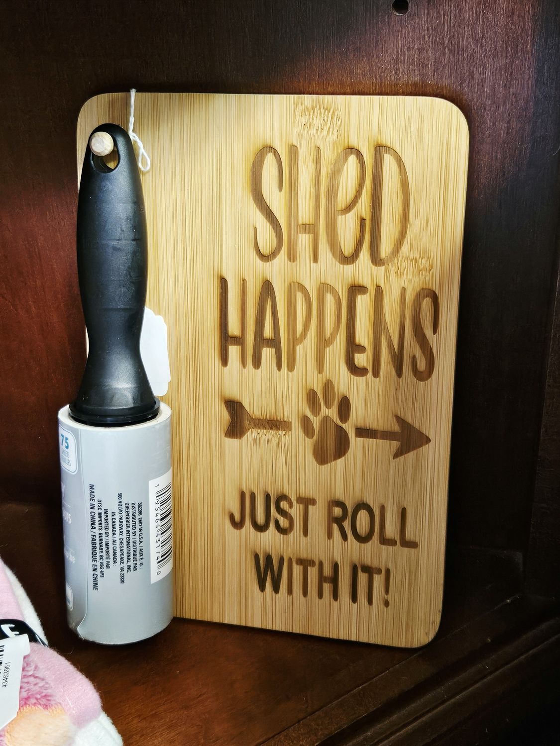 Lint hanging board - shed happens arrow