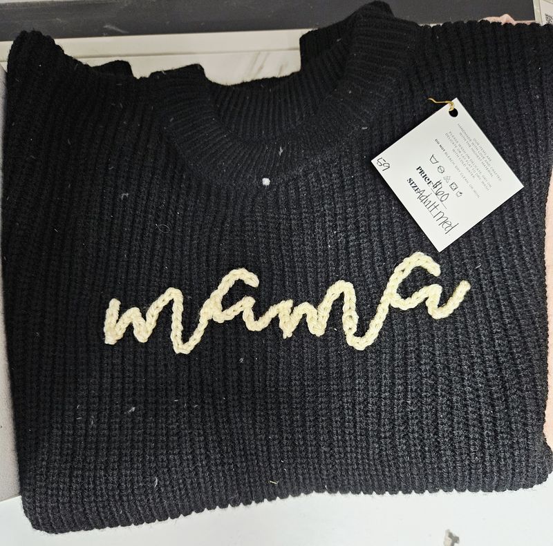 Black sweater with mama adult medium
