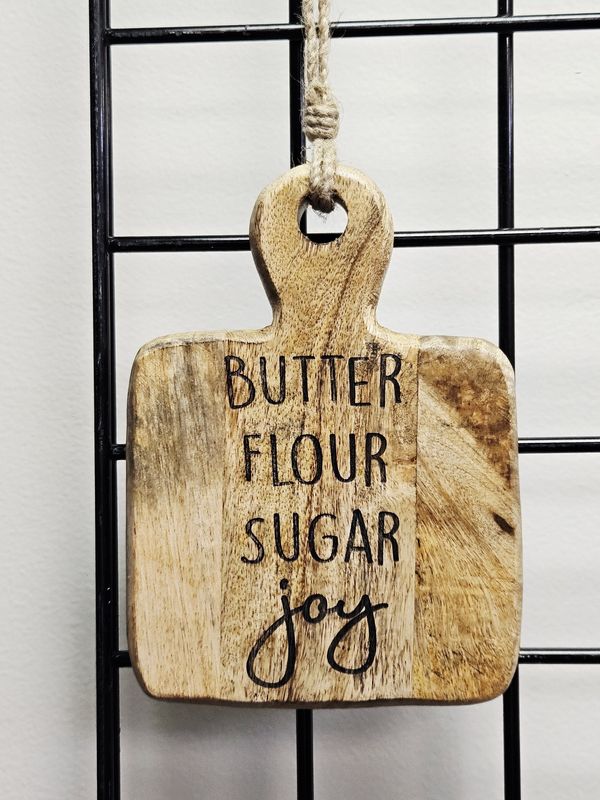Engraved cutting board butter flour sugar