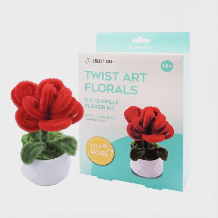 Rose Chenille Stem Flower Pot Kit
