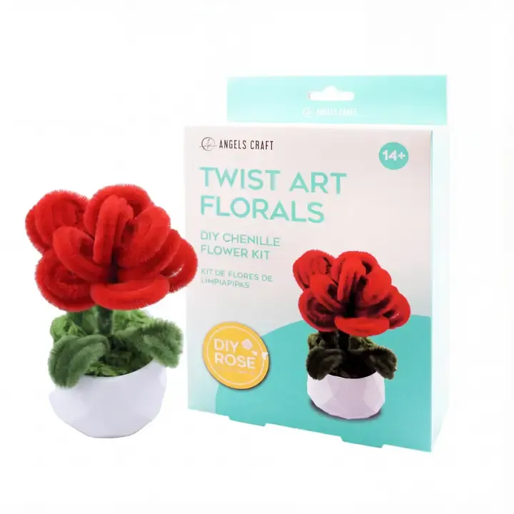 Rose Chenille Stem Flower Pot Kit