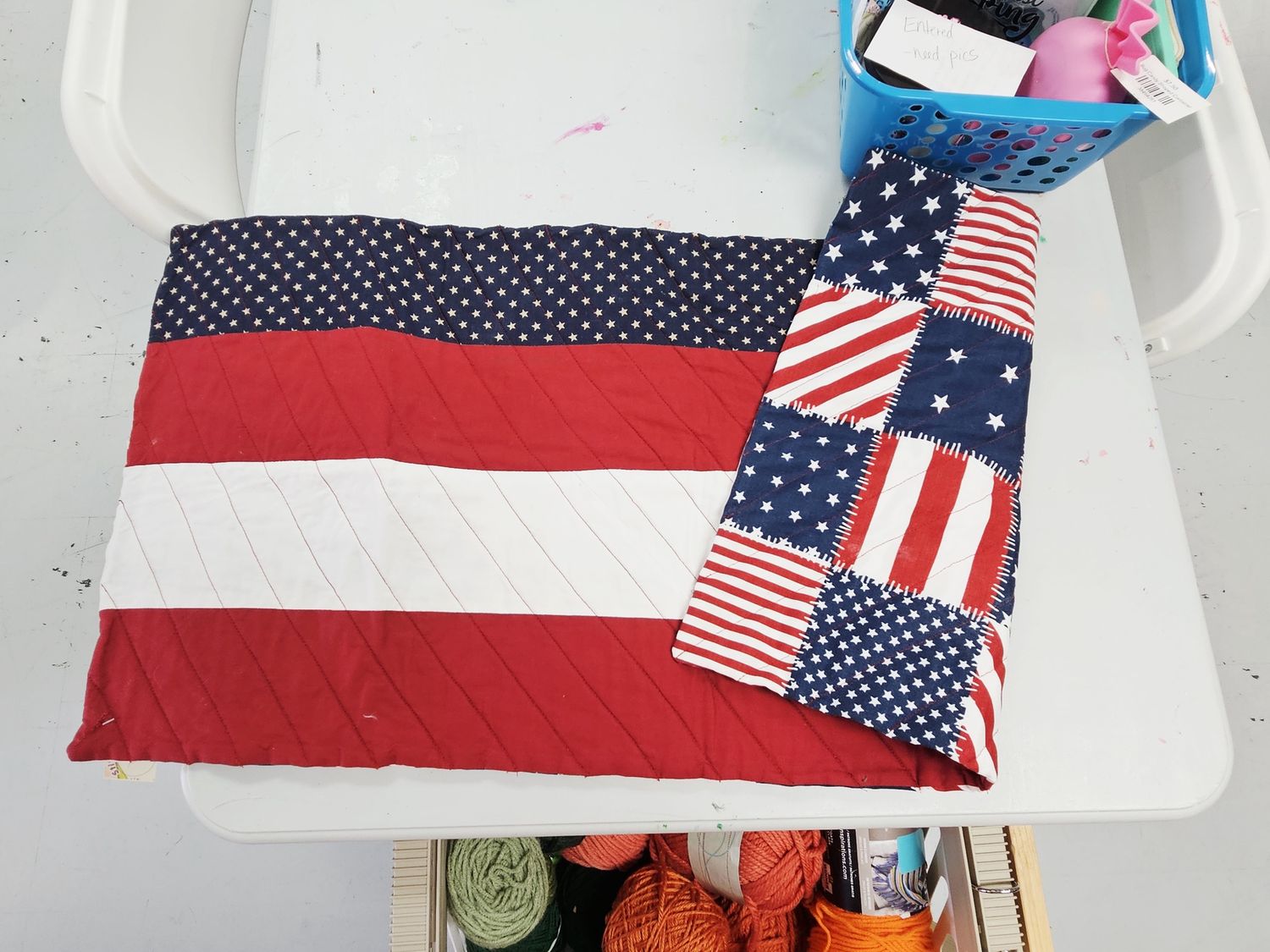 American flag table runner trivet reversible