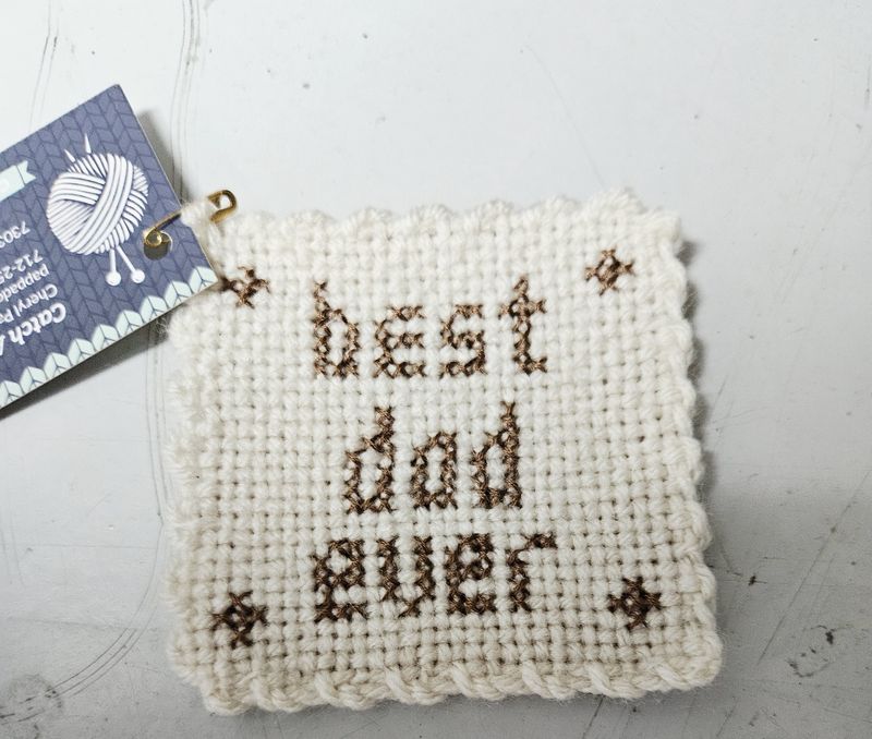 Best dad ever single embroidered coaster