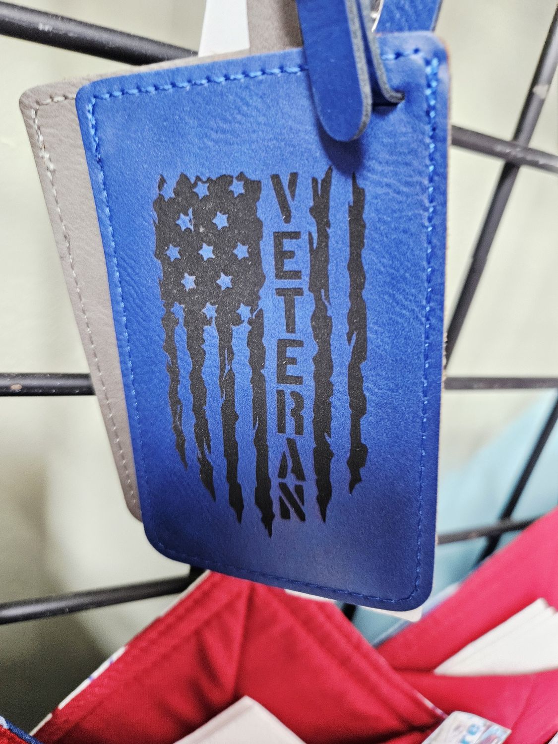 Blue veteran luggage tag