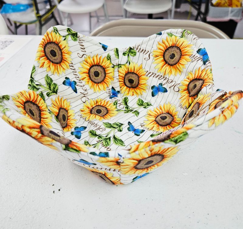 Sunflower and butterfly 8" bowl holder