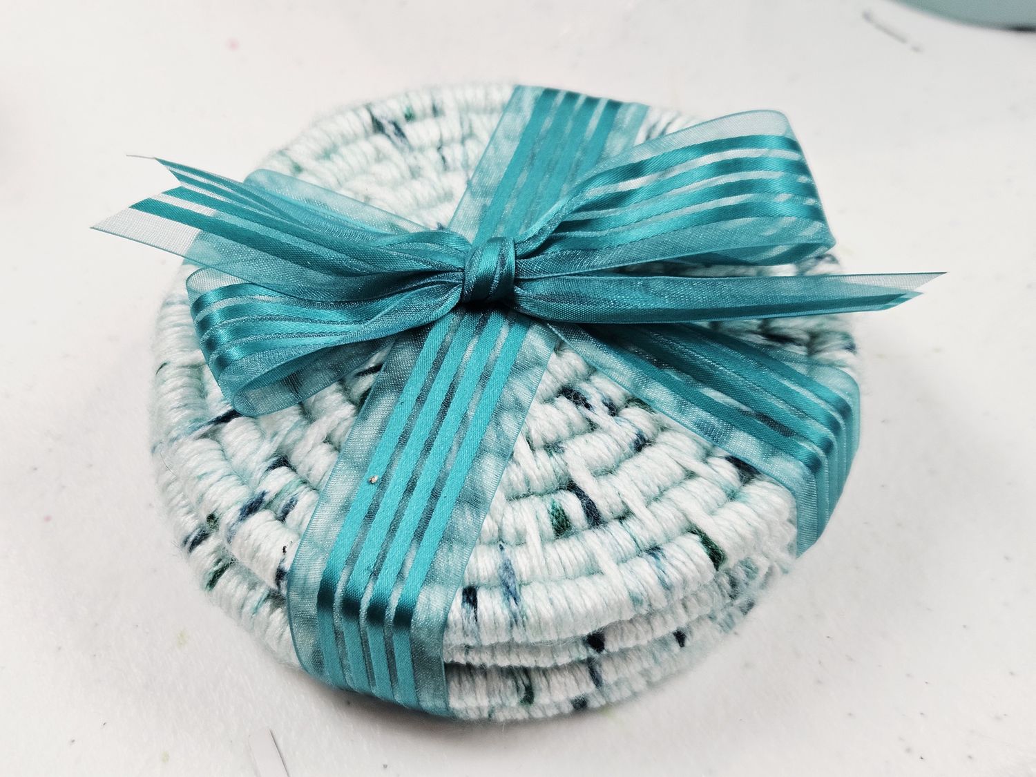 Green Speckled Woven Coaster Set of 4