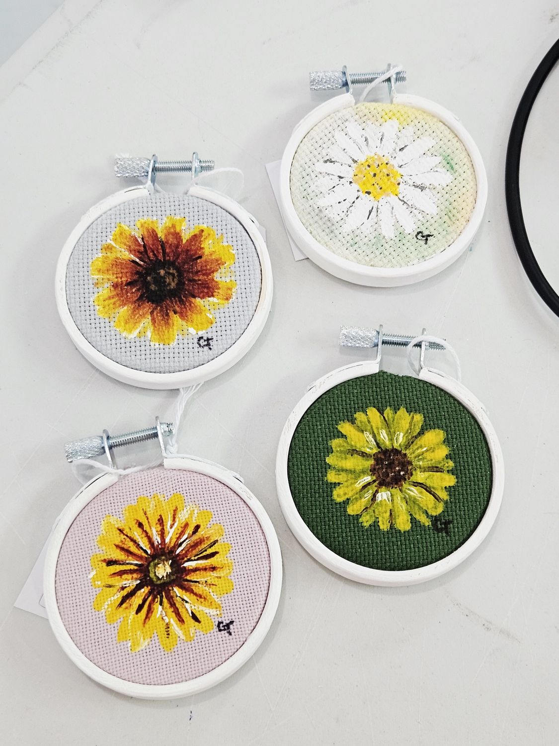 Mini Flower Painting in Hoop