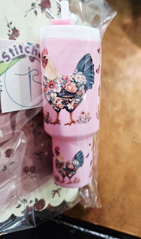 Tumbler Keychains Pink Chickens