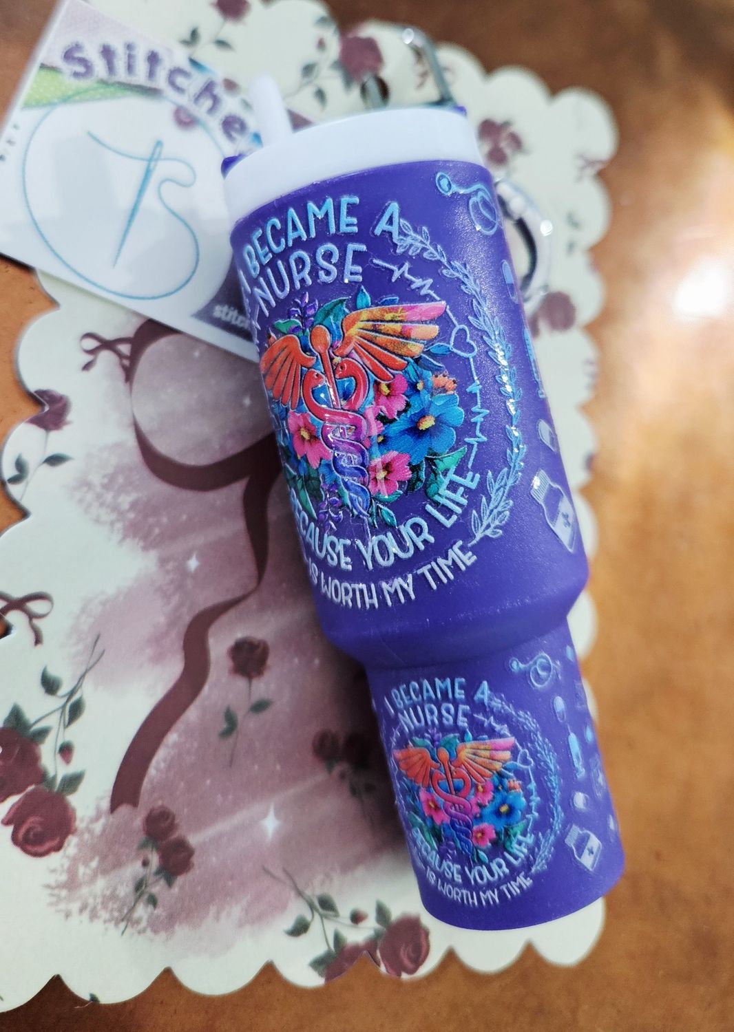 Tumbler Keychain Purple Nurse