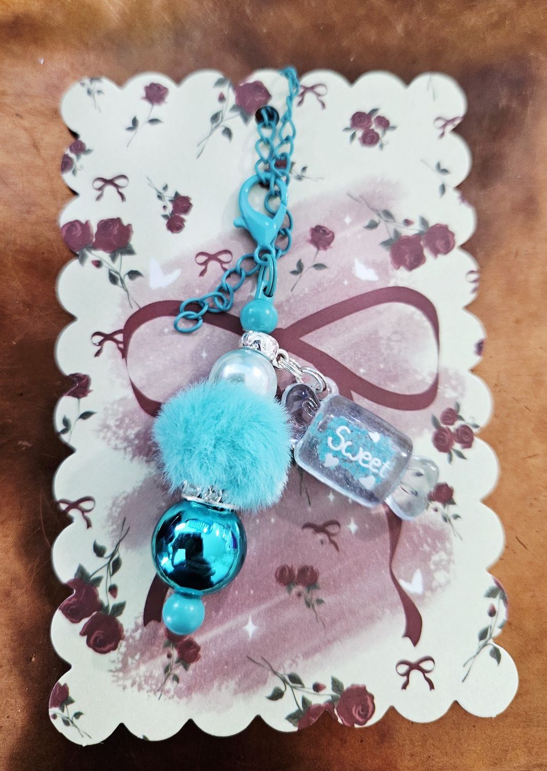Cup Charm Teal wSweet Charm Pendant