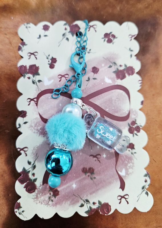 Cup Charm Teal wSweet Charm Pendant