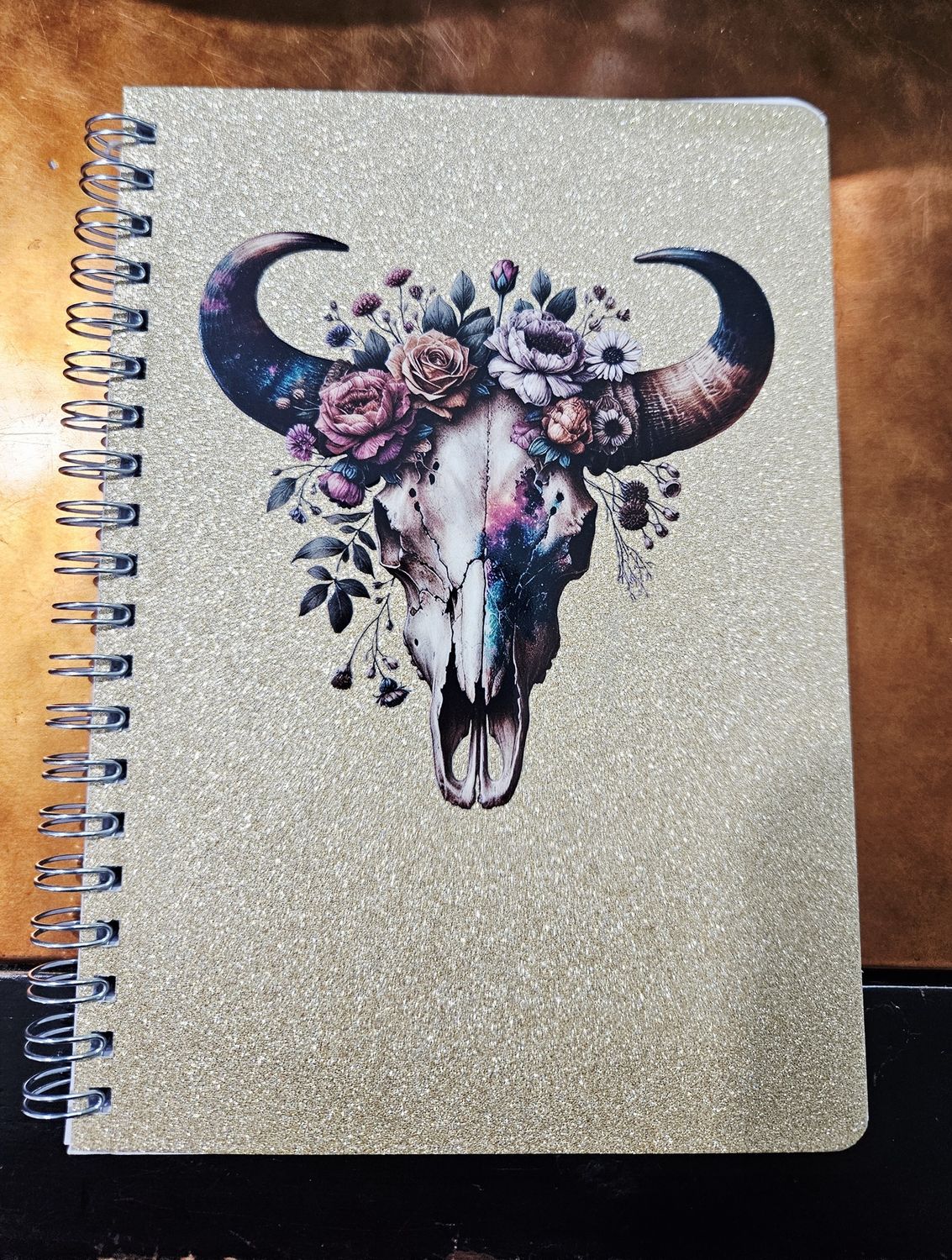 Flower Skull Gold Notebook