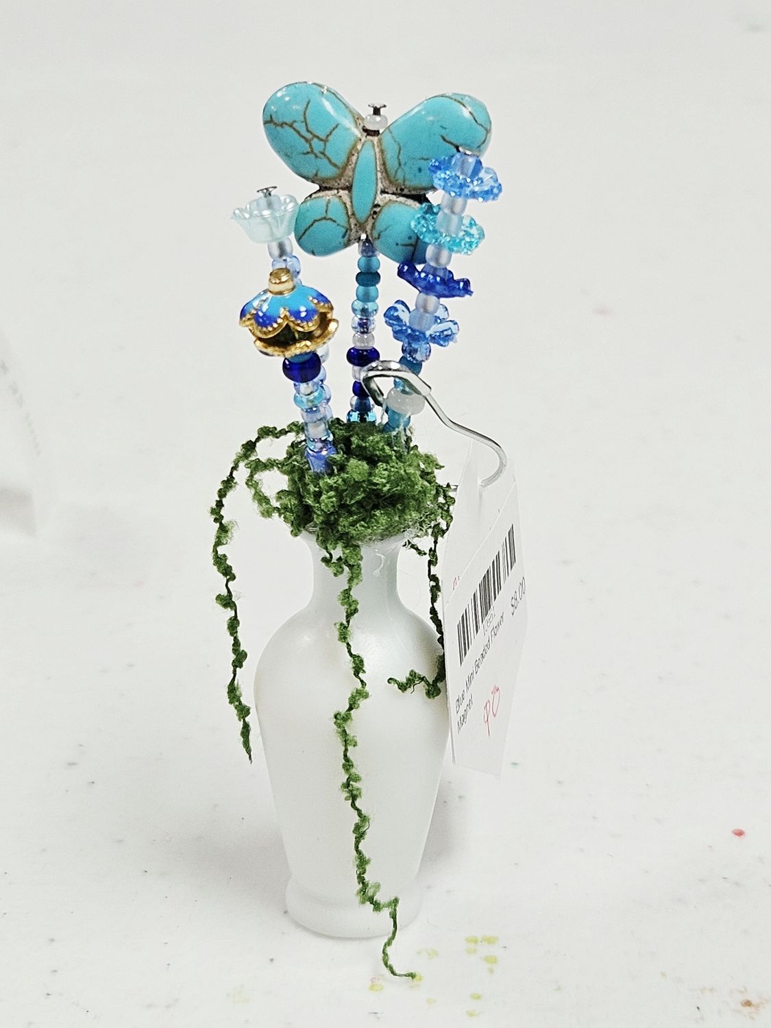 Blue Mini Beaded Flower Magnet