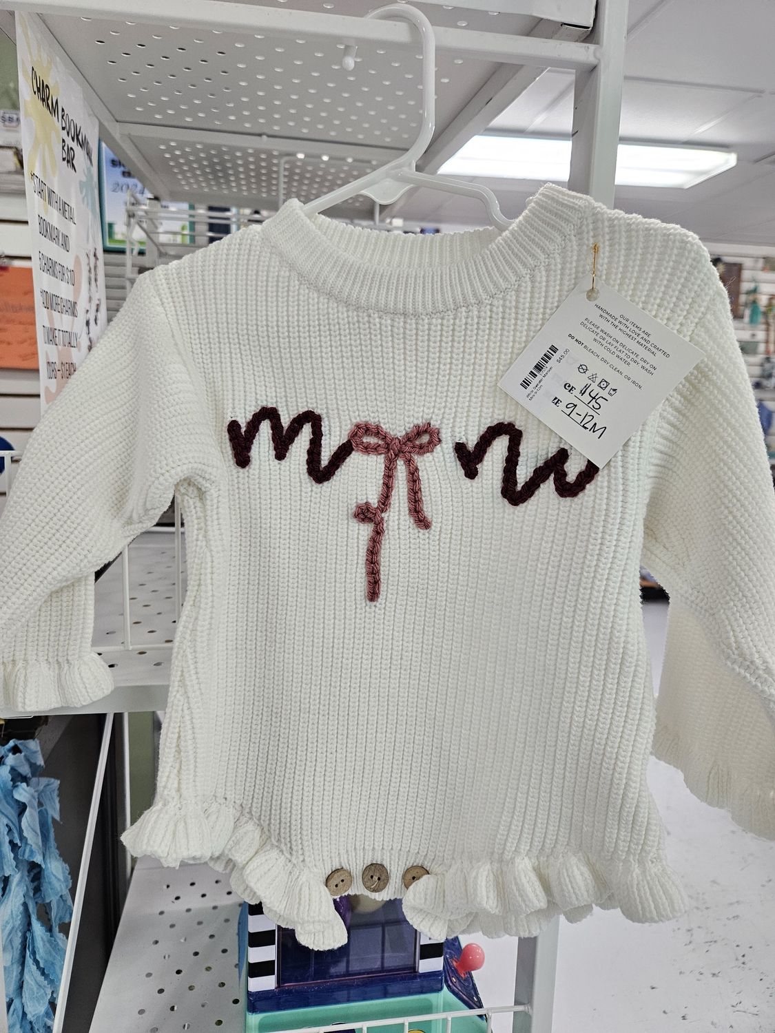 White Sweater Maroon Mini 9-12m