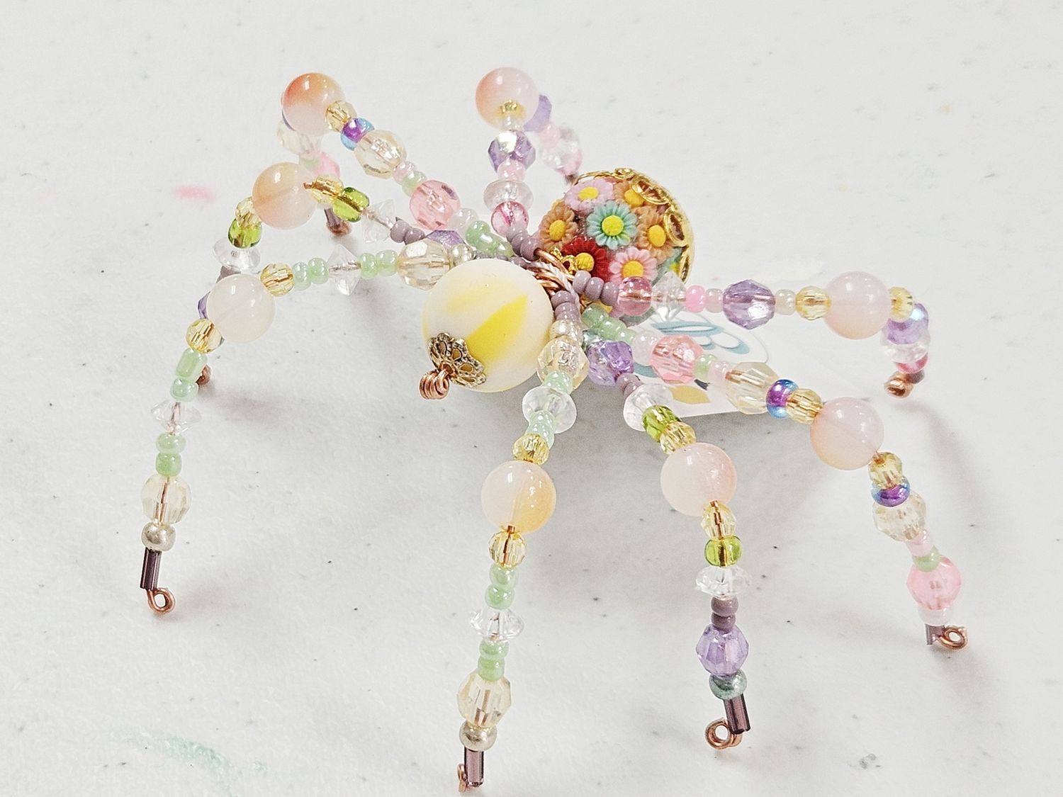 Floral Pastel Beaded Spider