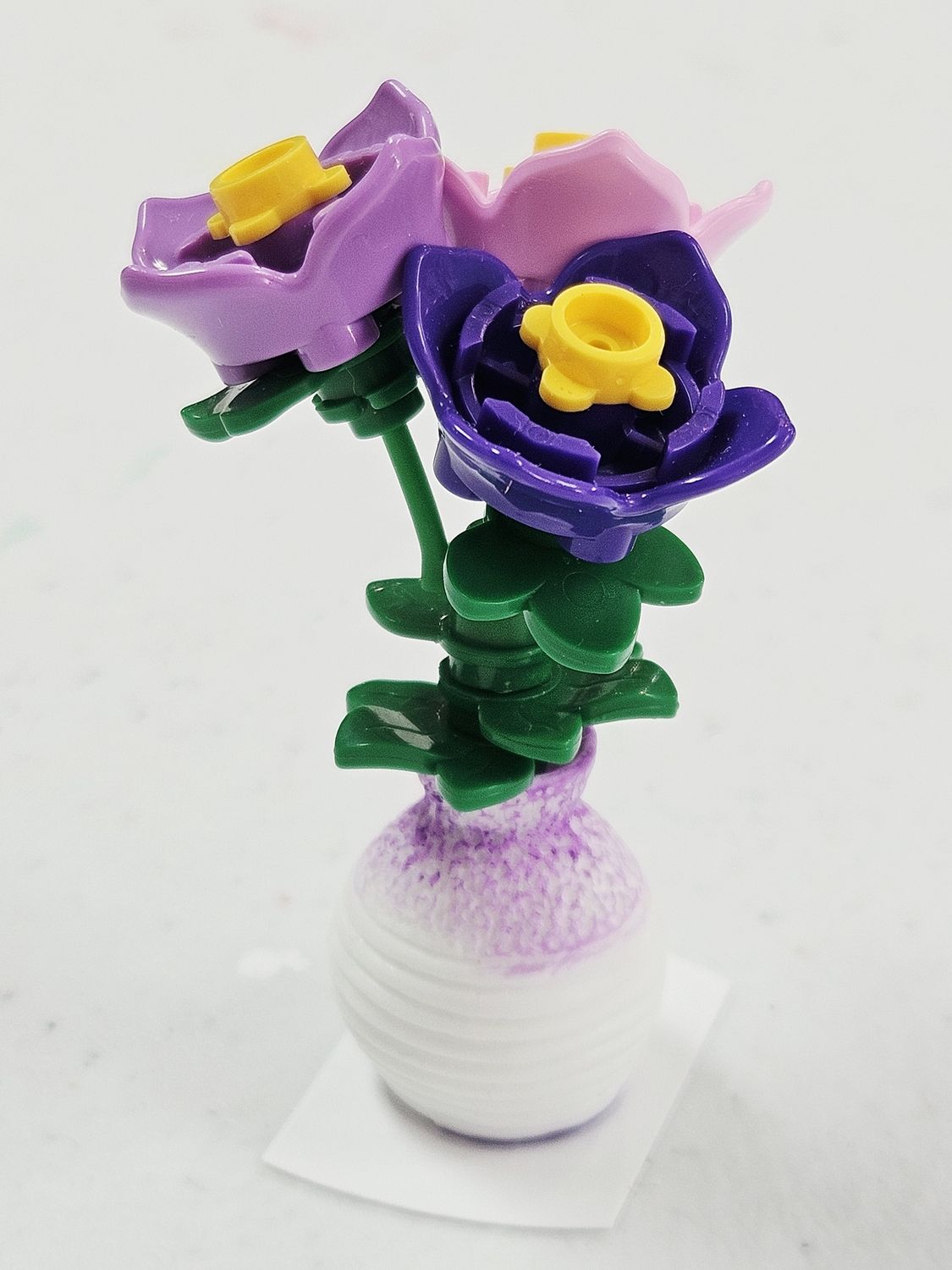 3 Purple Flowers Purple Vase Building Block Vase