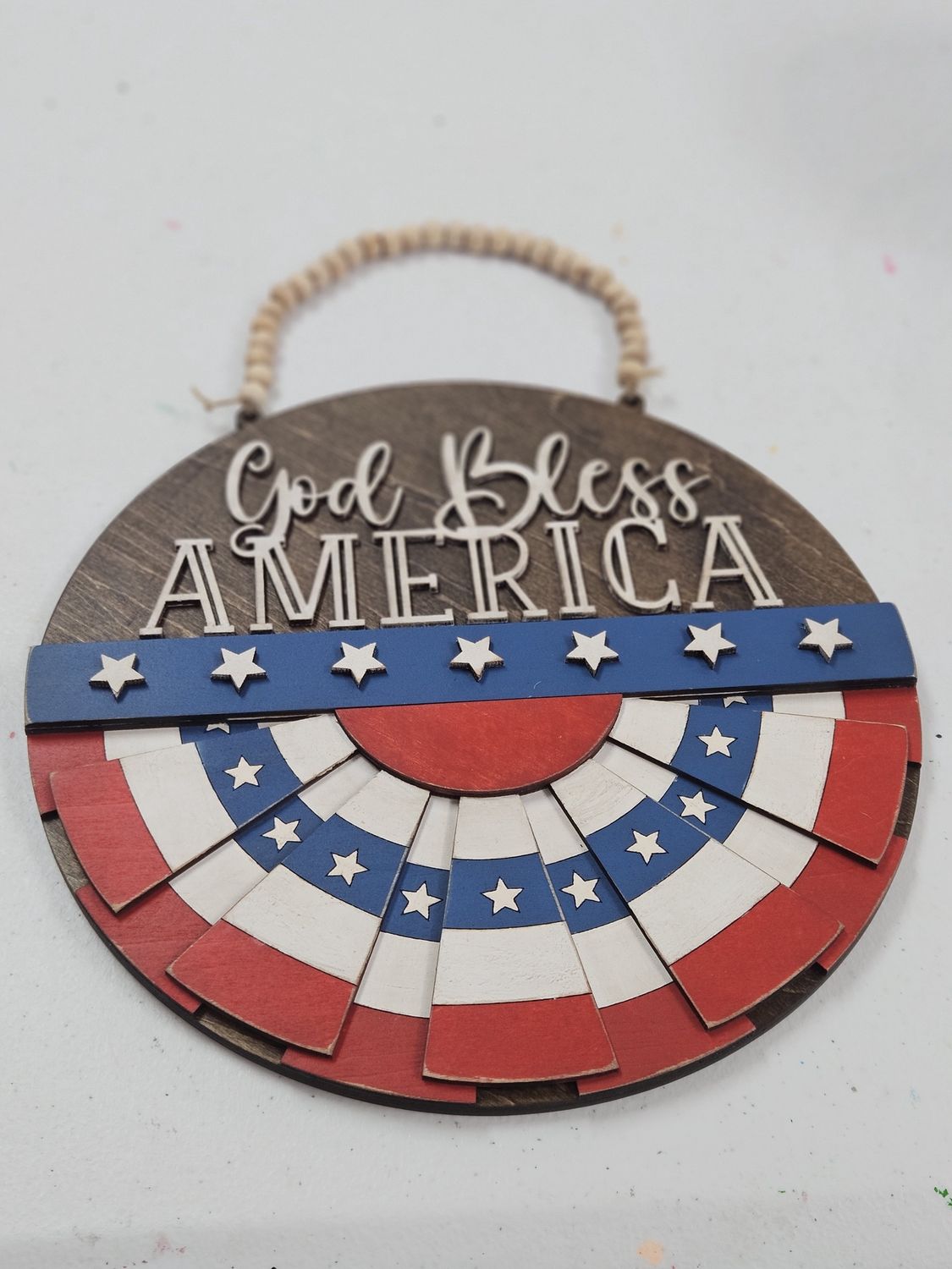 God Bless America Stars Round Sign