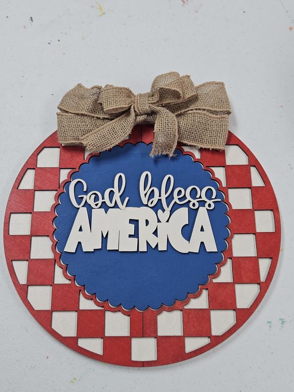 God Bless America Checkerboard Sign