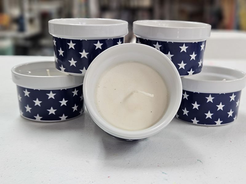 Blue w/White Stars Citronella/Lemongrass Candle