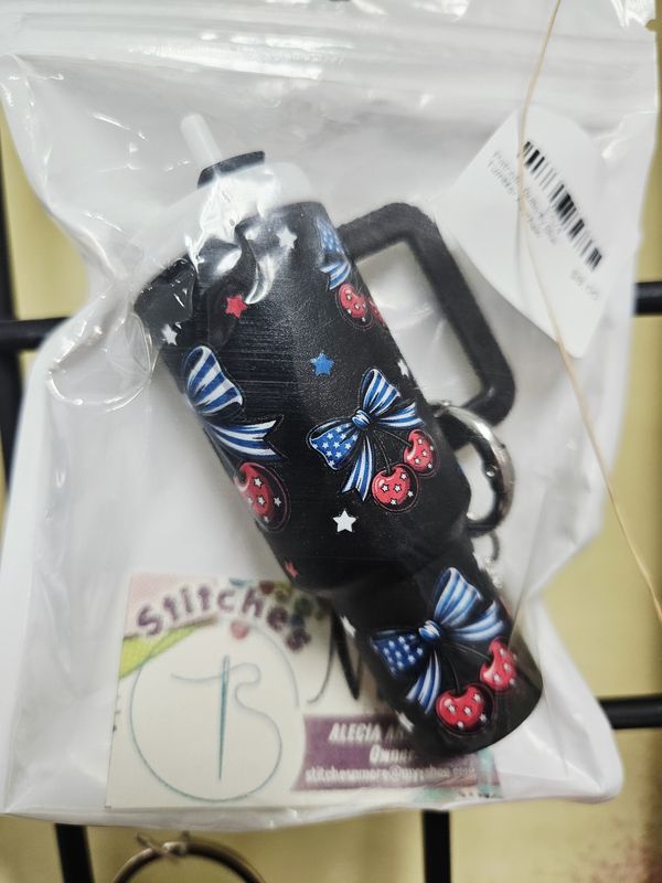 Patriotic Butterfly Blue Tumbler Keychain