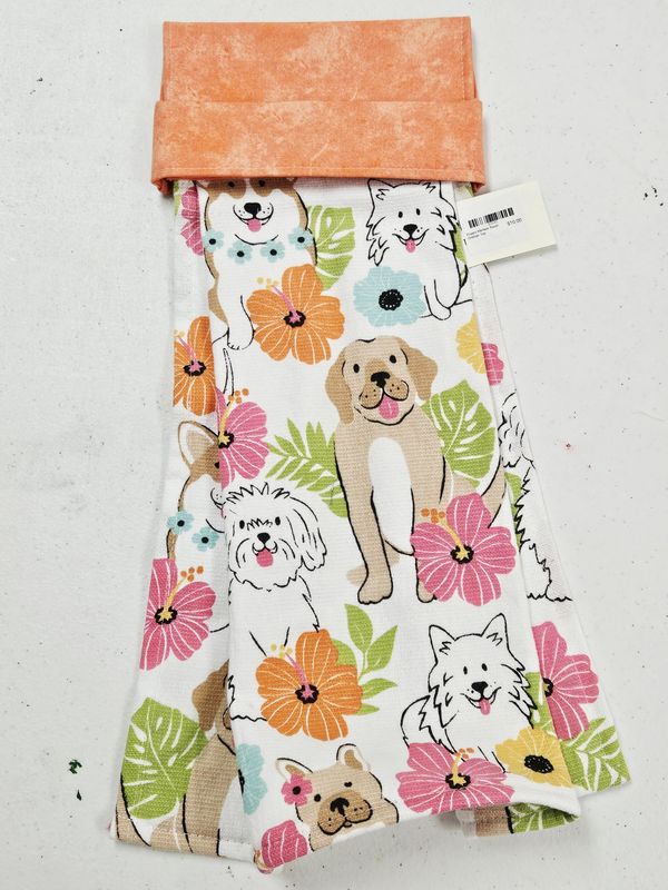 Puppy Kitchen Towel Orange Top