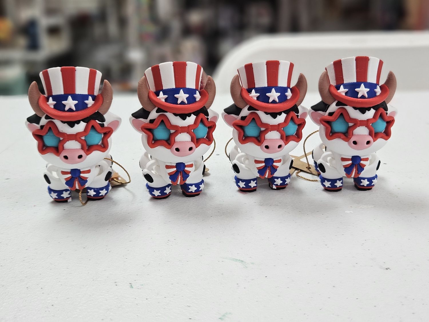 Patriotic Cow w/Top Hat RWB