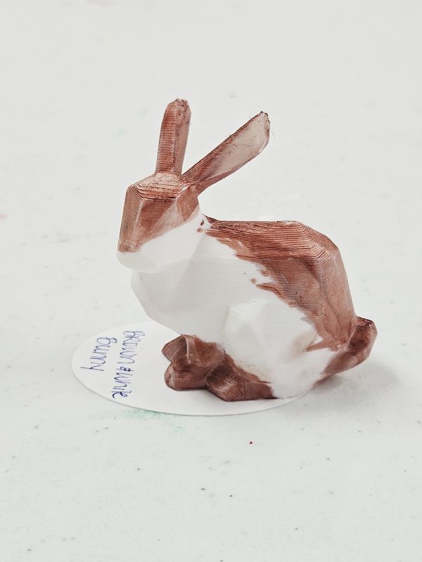 Brown &amp; White Bunny - 3D Printed