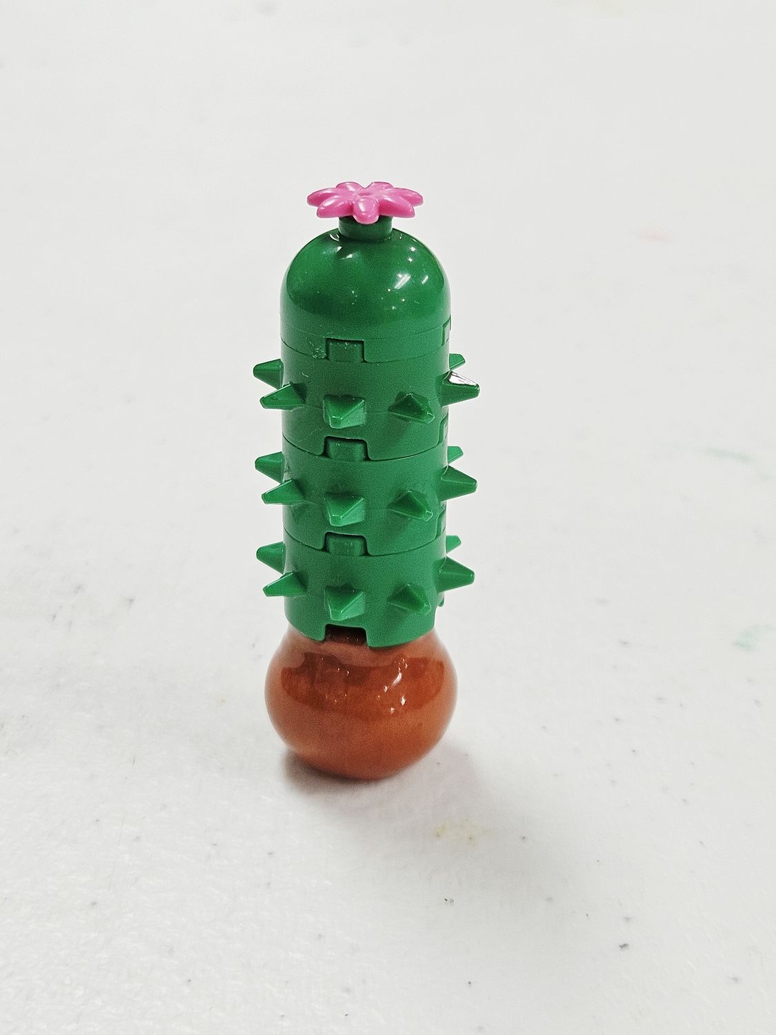 Building Block Cactus with Pink Flower