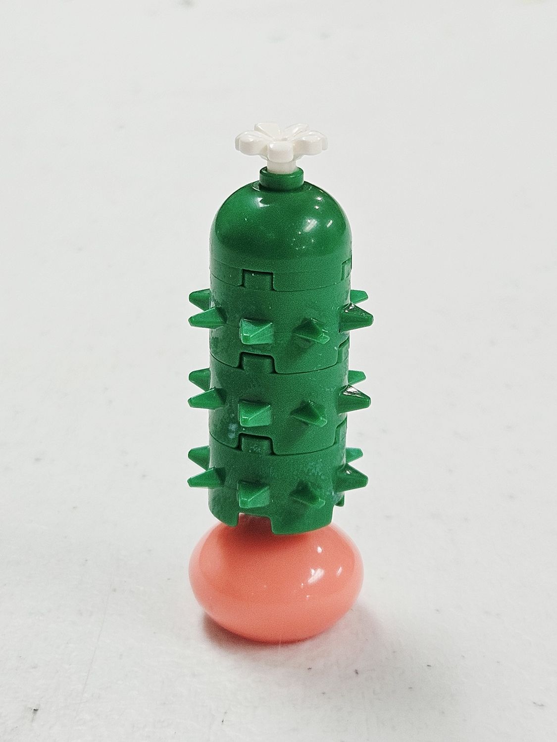 Building Block Cactus with White Flower