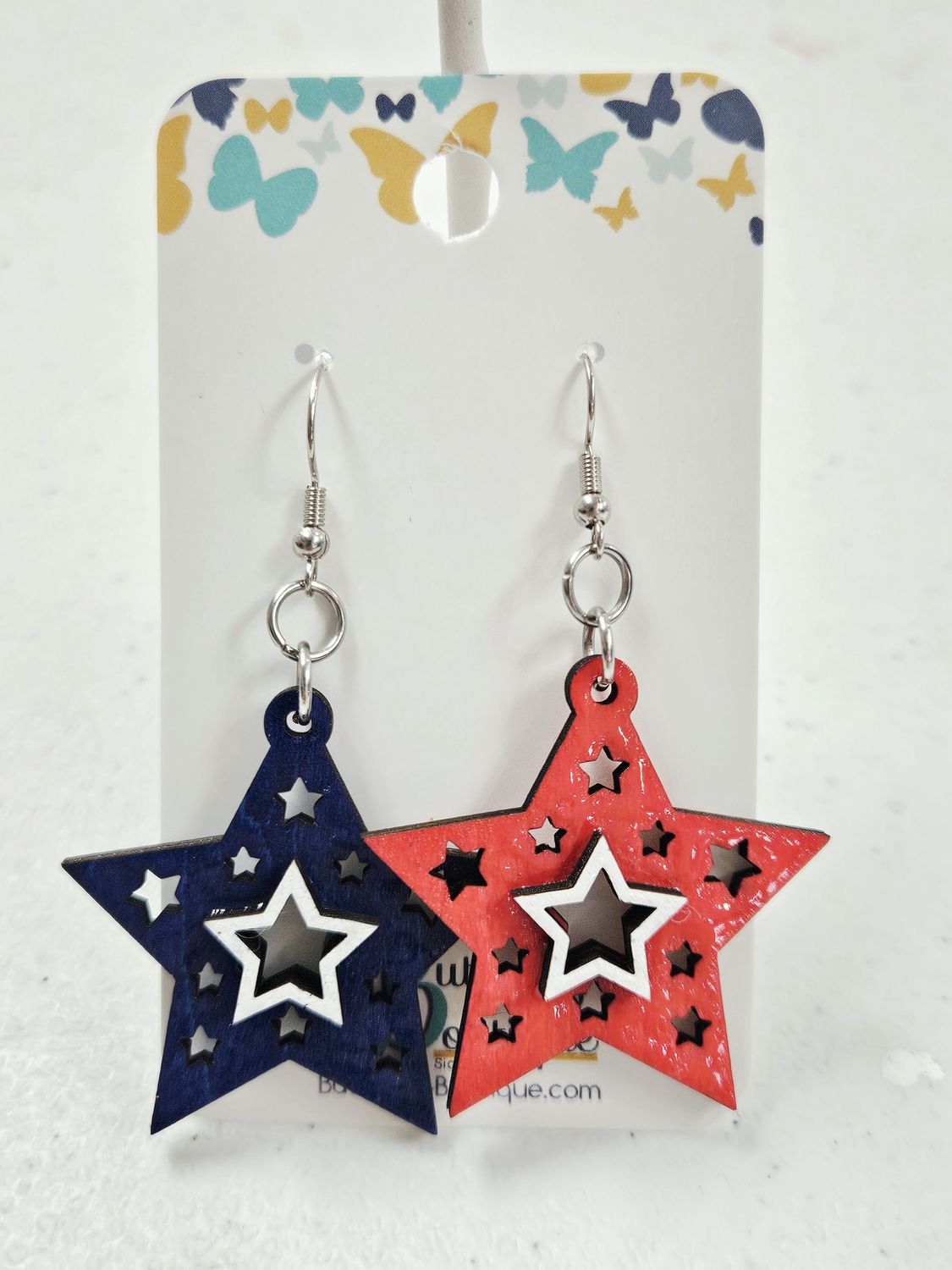 Red &amp; Blue Stars Earrings