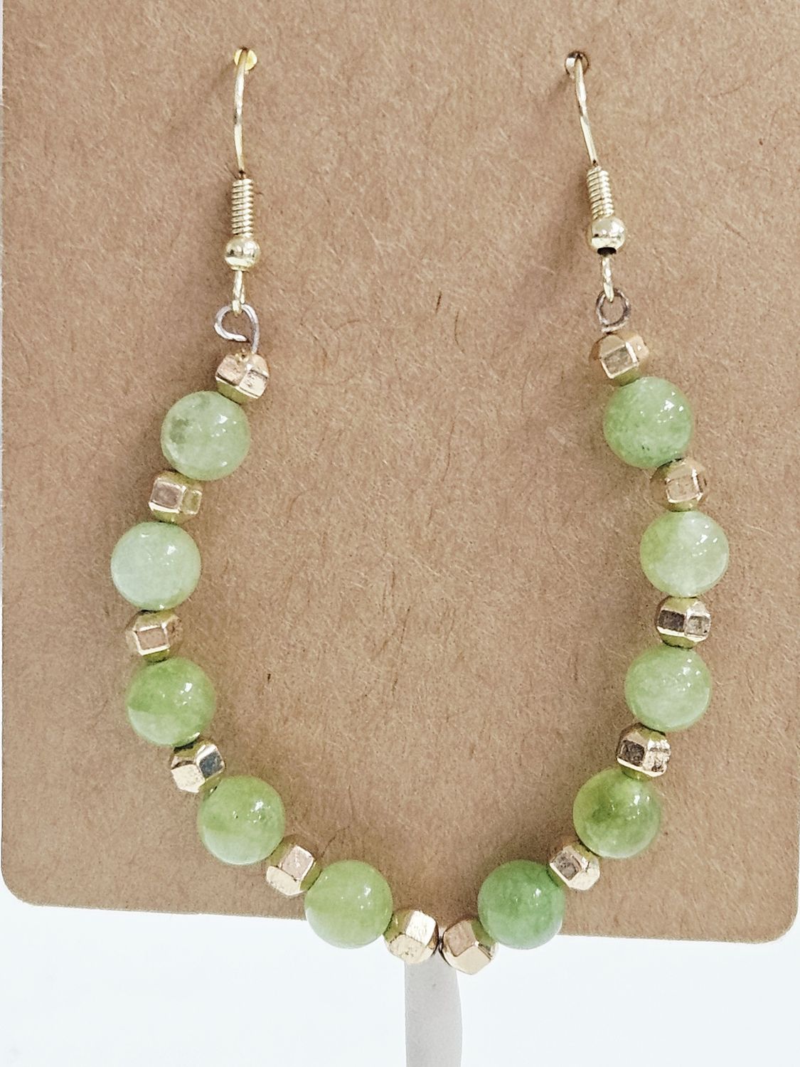 Green stone beaded earrings