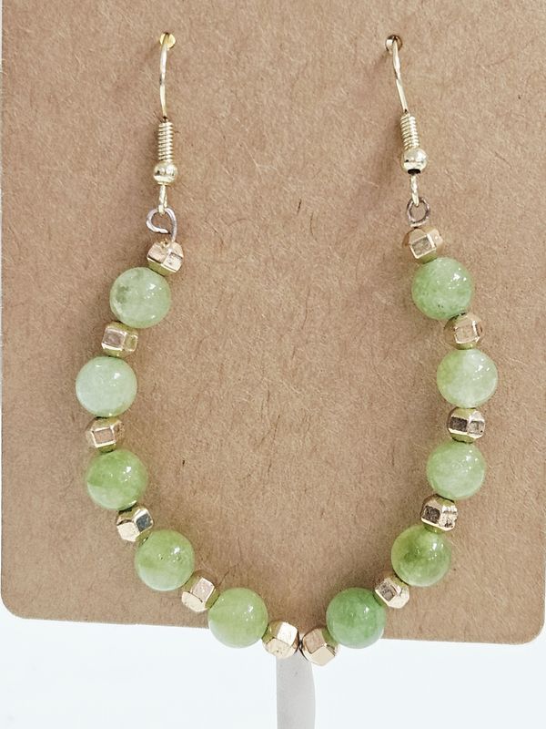 Green stone beaded earrings
