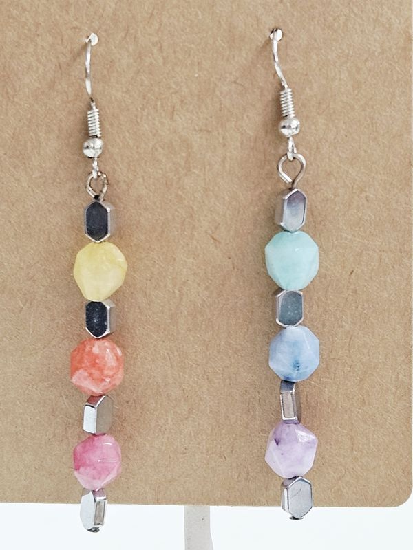 Rainbow stone beaded earrings
