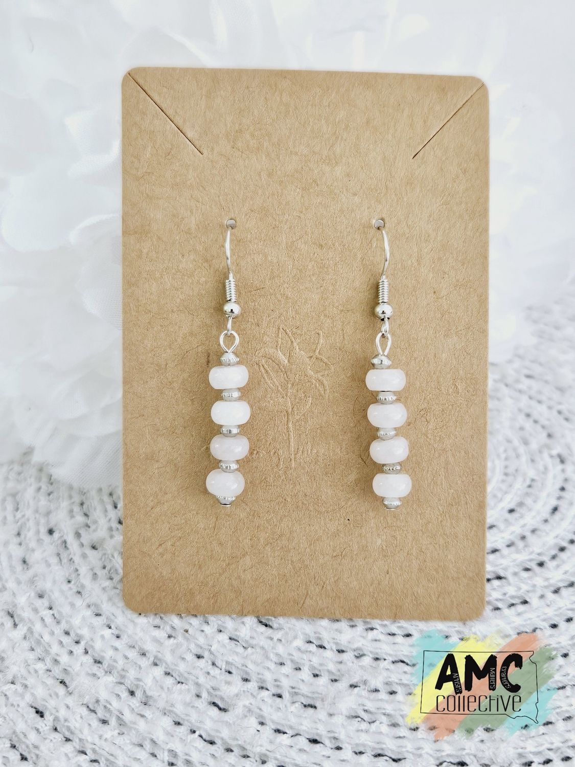 White Beaded Earring