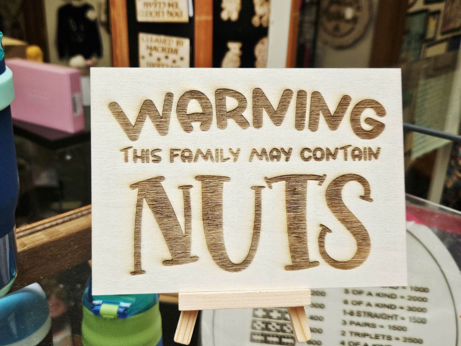 Warning Family Nuts w/Easel